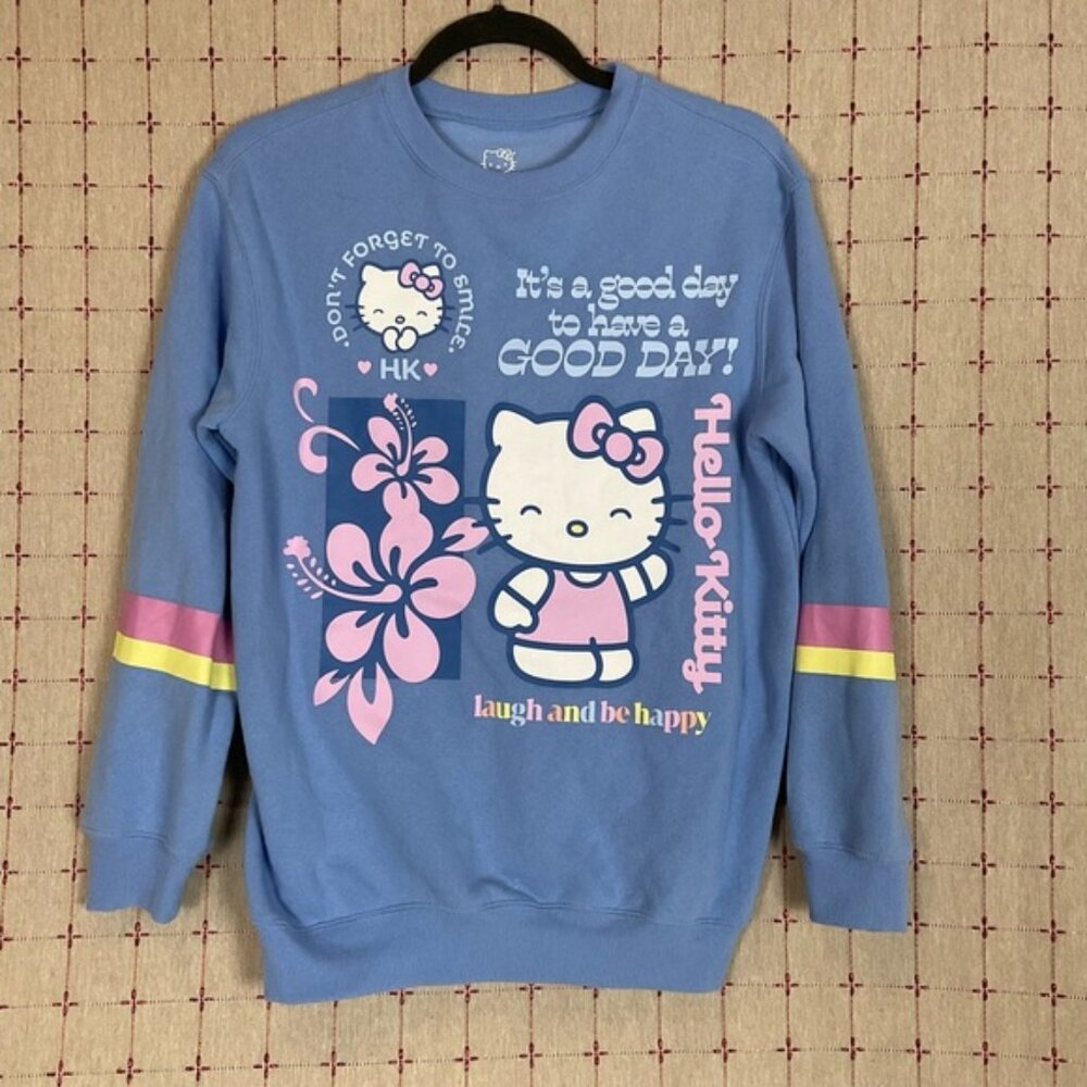 Hello Kitty Sanrio Baby Blue Crew Neck Sweatshirt Size Juniors XS NWOT